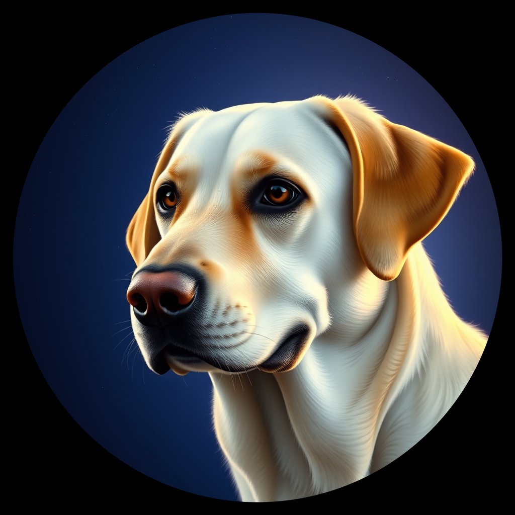 Cosmic medallion portrait of 853_380G_1388, a Labrador Retriever