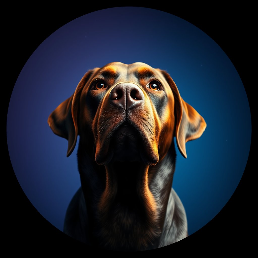 Cosmic medallion portrait of 854_380G_1423, a Labrador Retriever