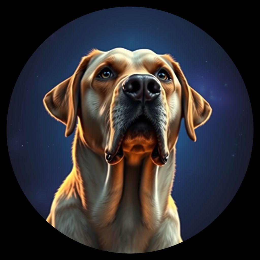 Cosmic medallion portrait of 860_380G_1512, a Labrador Retriever
