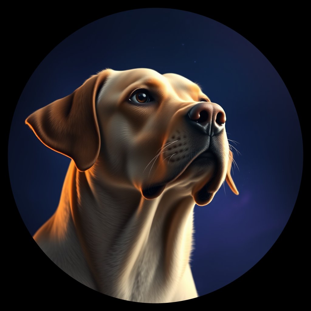 Cosmic medallion portrait of 863_380G_1543, a Labrador Retriever