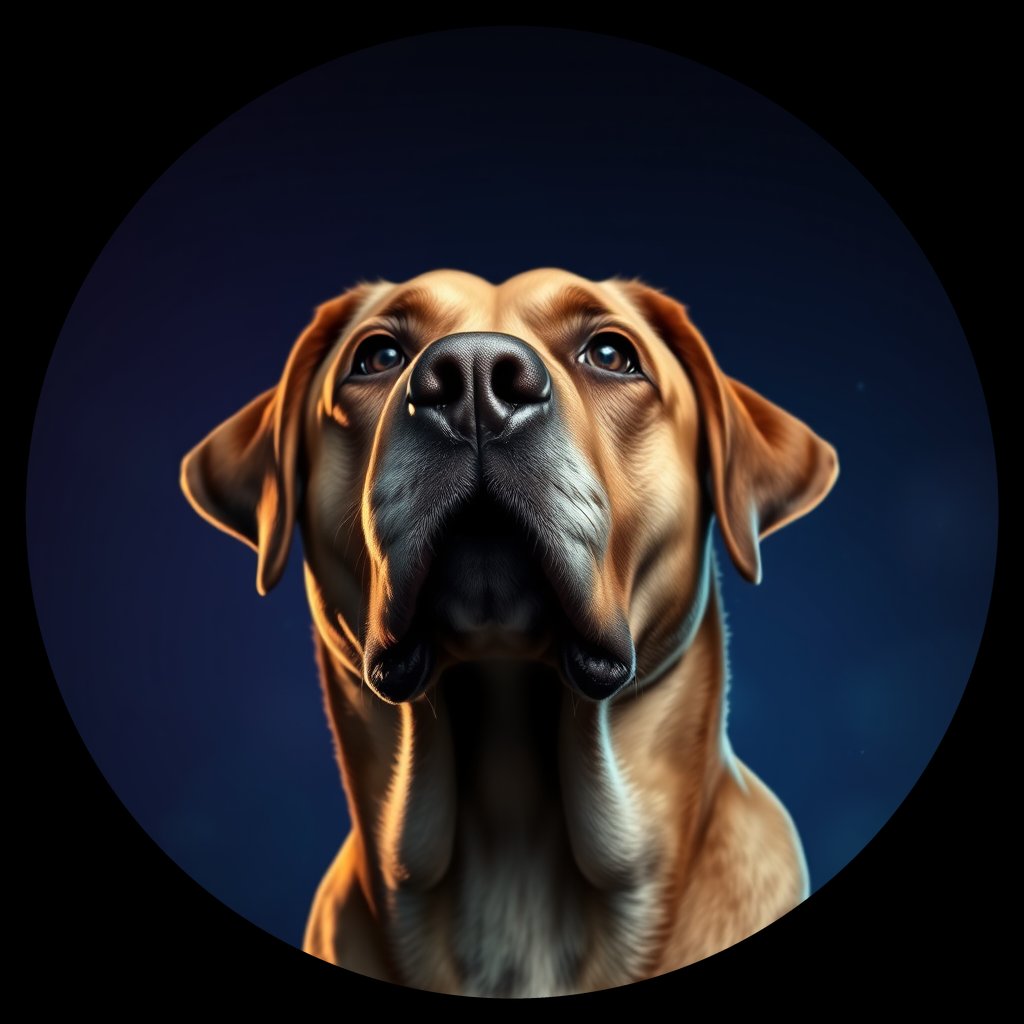 Cosmic medallion portrait of 866_380G_1567, a Labrador Retriever