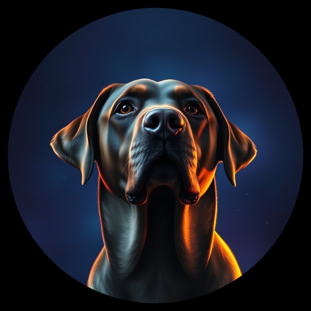 Cosmic medallion portrait of 867_380G_1578, a Labrador Retriever