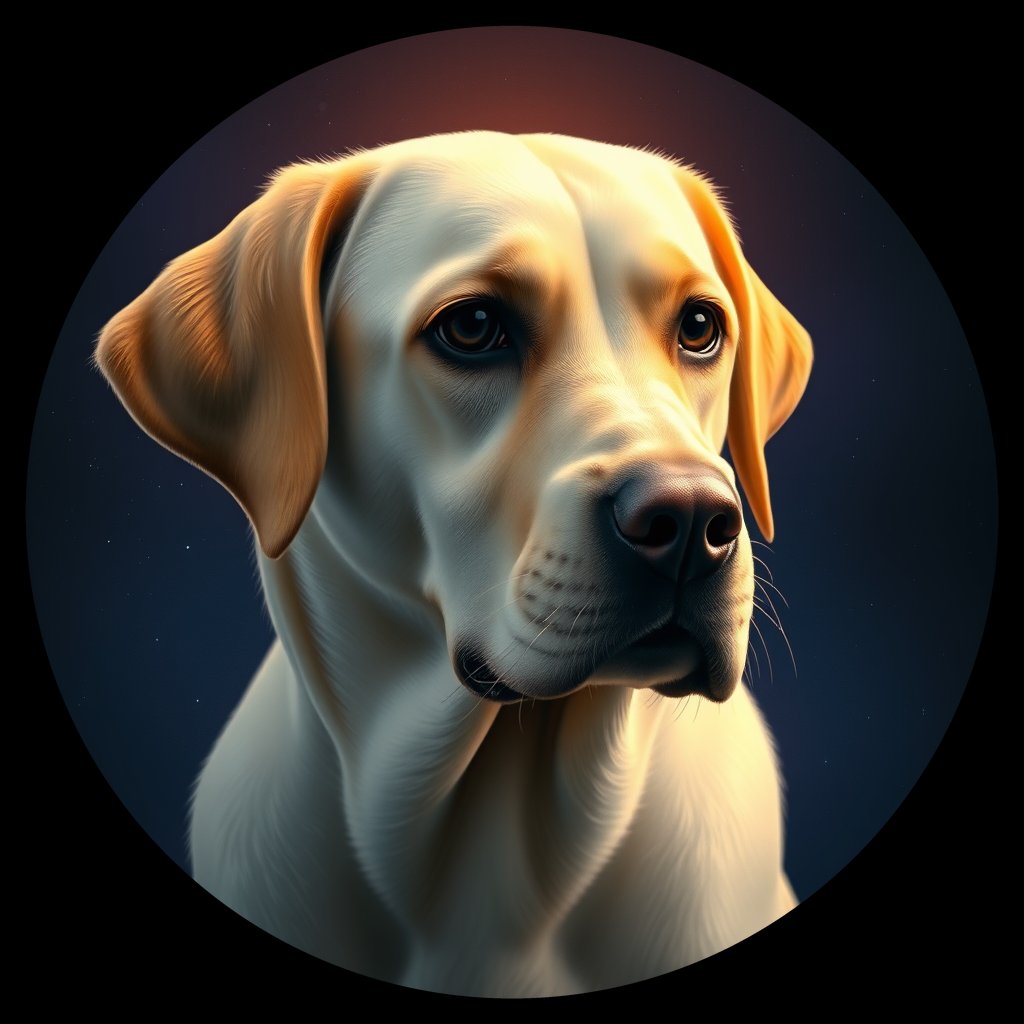 Cosmic medallion portrait of 868_380G_1588, a Labrador Retriever