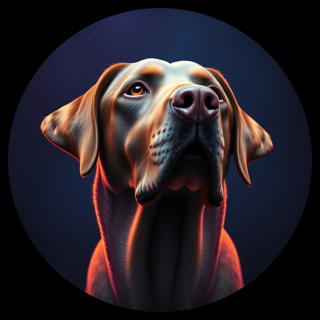 Cosmic medallion portrait of 871_380G_1634, a Labrador Retriever