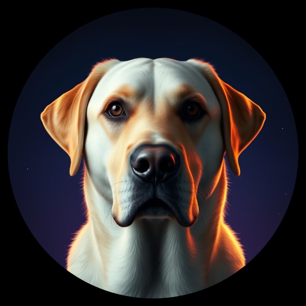 Cosmic medallion portrait of 877_380G_1557, a Labrador Retriever