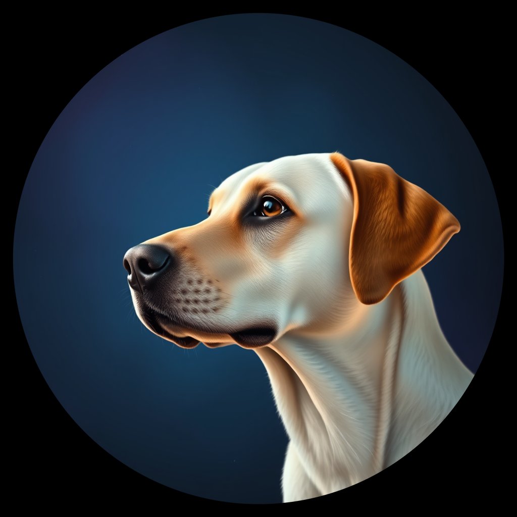 Cosmic medallion portrait of 881_380G_1607, a Labrador Retriever