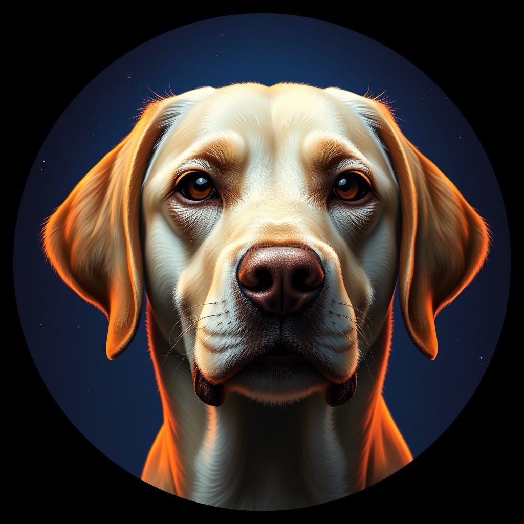 Cosmic medallion portrait of 885_885, a Labrador Retriever