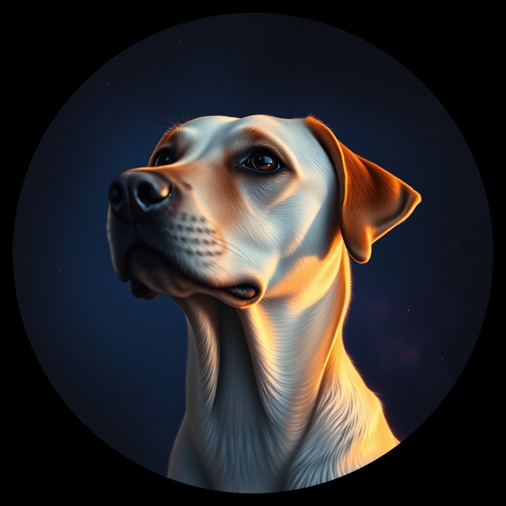 Cosmic medallion portrait of 890_380G_1571, a Labrador Retriever