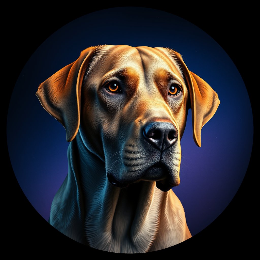 Cosmic medallion portrait of 891_380G_1580, a Labrador Retriever