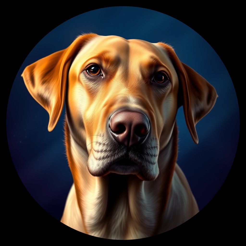 Cosmic medallion portrait of 892_380G_1591, a Labrador Retriever