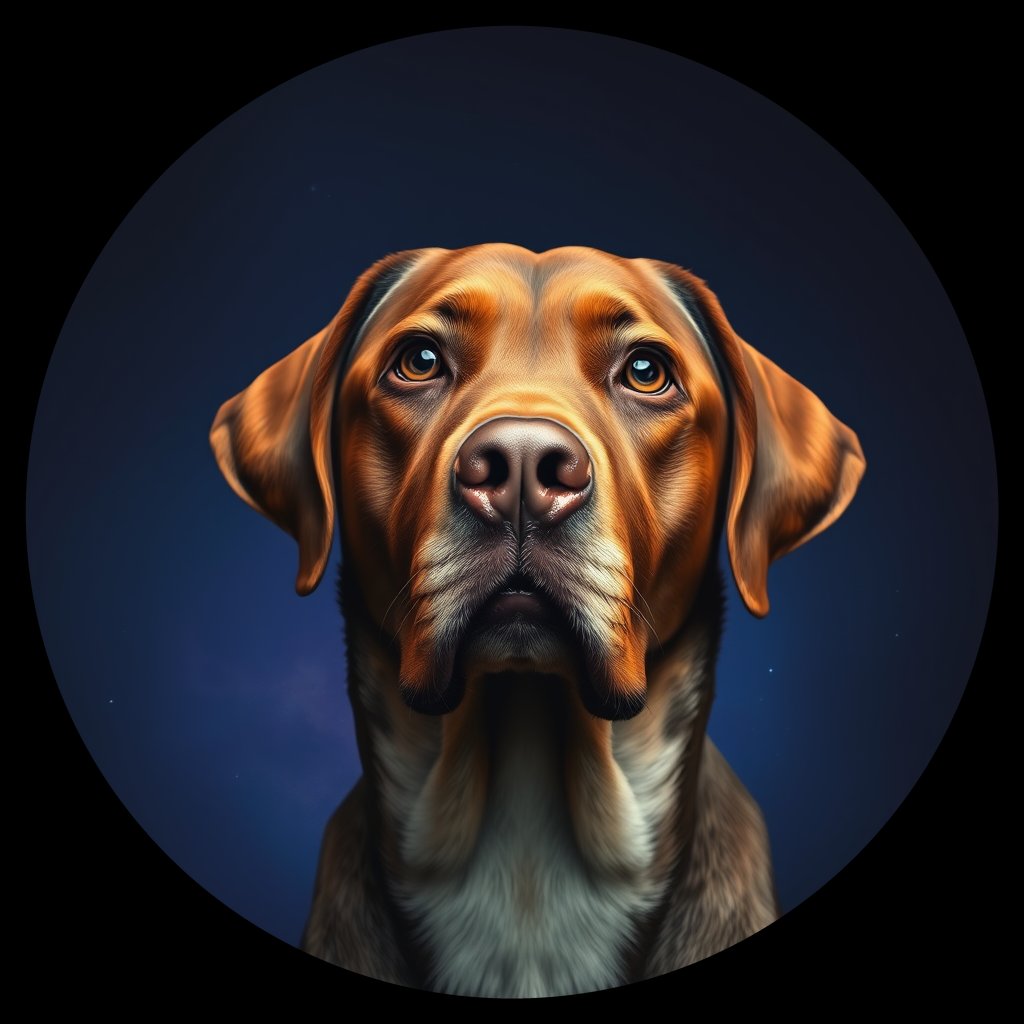 Cosmic medallion portrait of 895_380G_1636, a Labrador Retriever