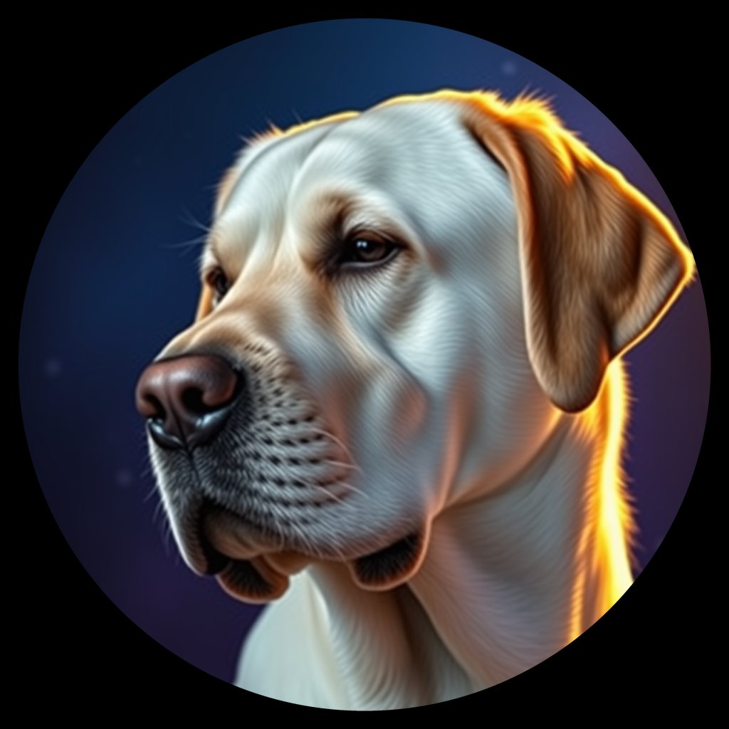 Cosmic medallion portrait of 897_380G_1241, a Labrador Retriever