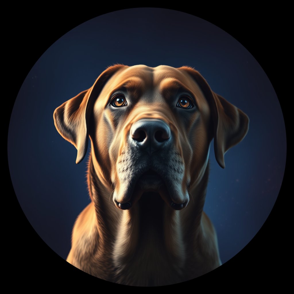 Cosmic medallion portrait of 902_380G_1573, a Labrador Retriever