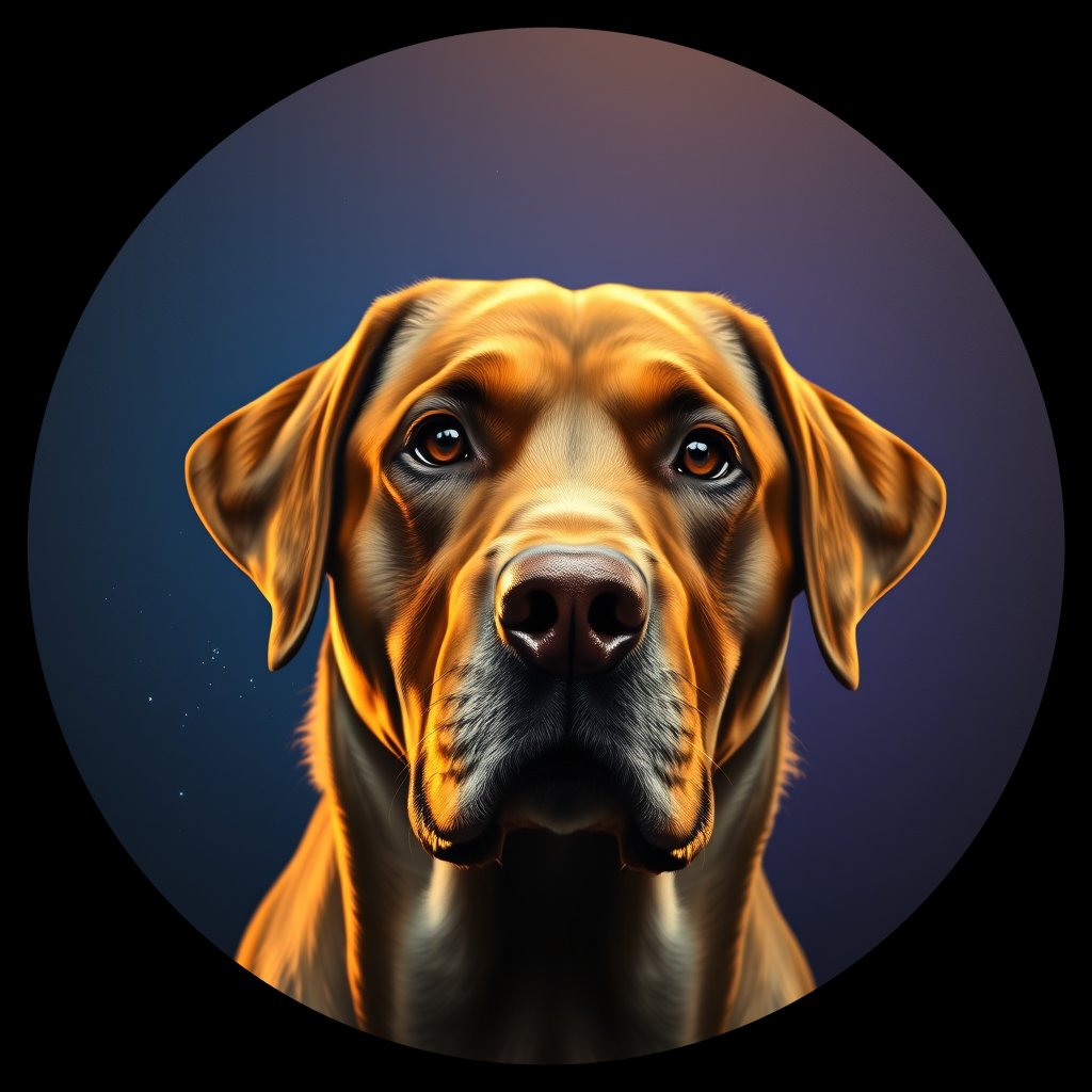Cosmic medallion portrait of 903_380G_1581, a Labrador Retriever