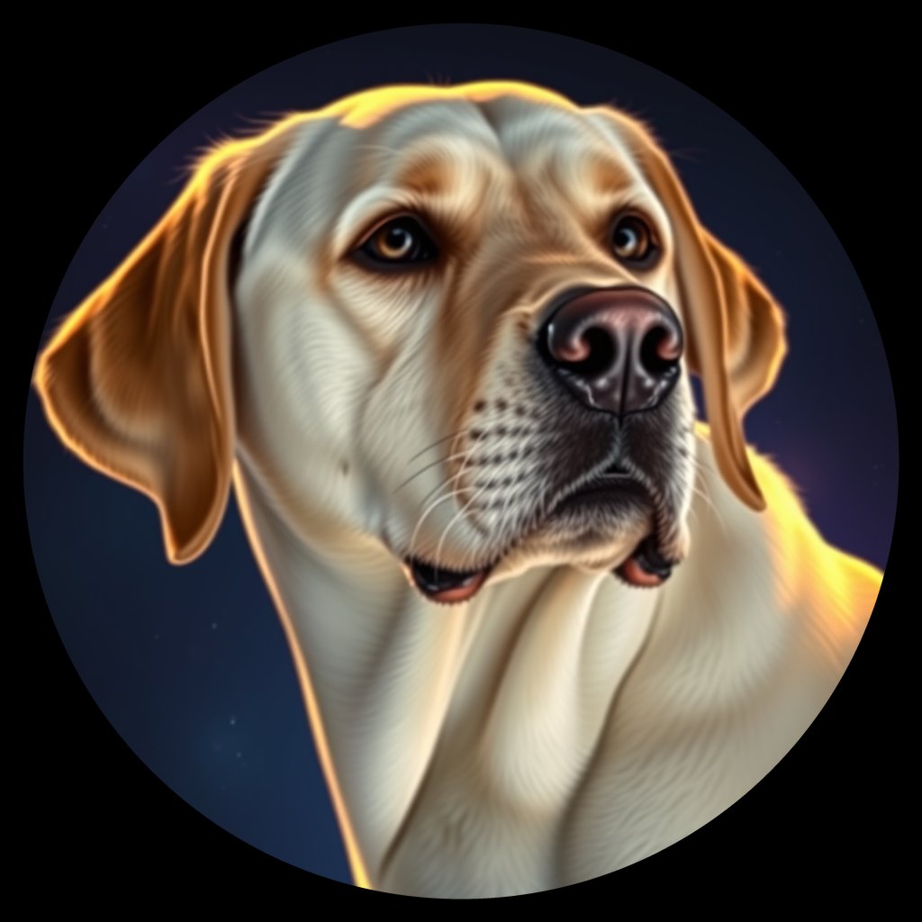 Cosmic medallion portrait of 905_380G_1610, a Labrador Retriever
