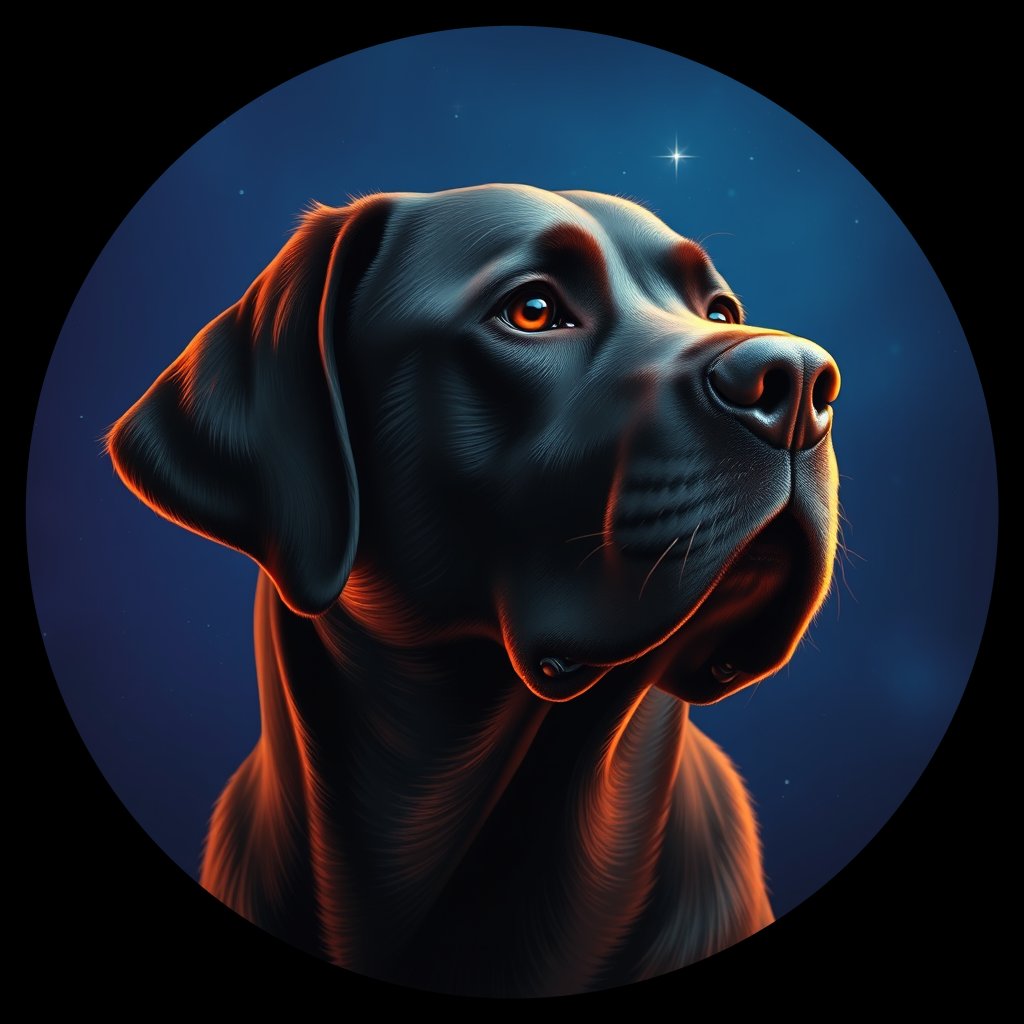 Cosmic medallion portrait of 908_380G_1232, a Labrador Retriever