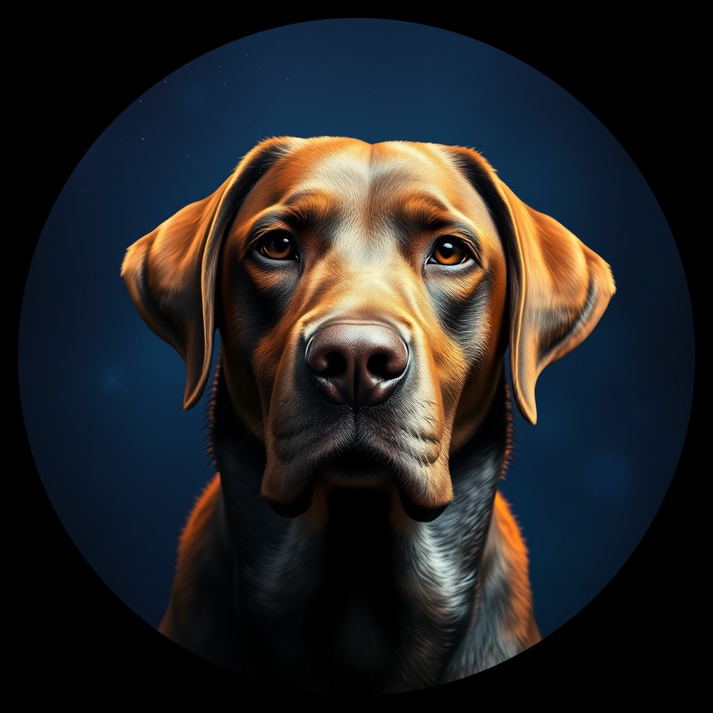 Cosmic medallion portrait of 917_380G_1612, a Labrador Retriever