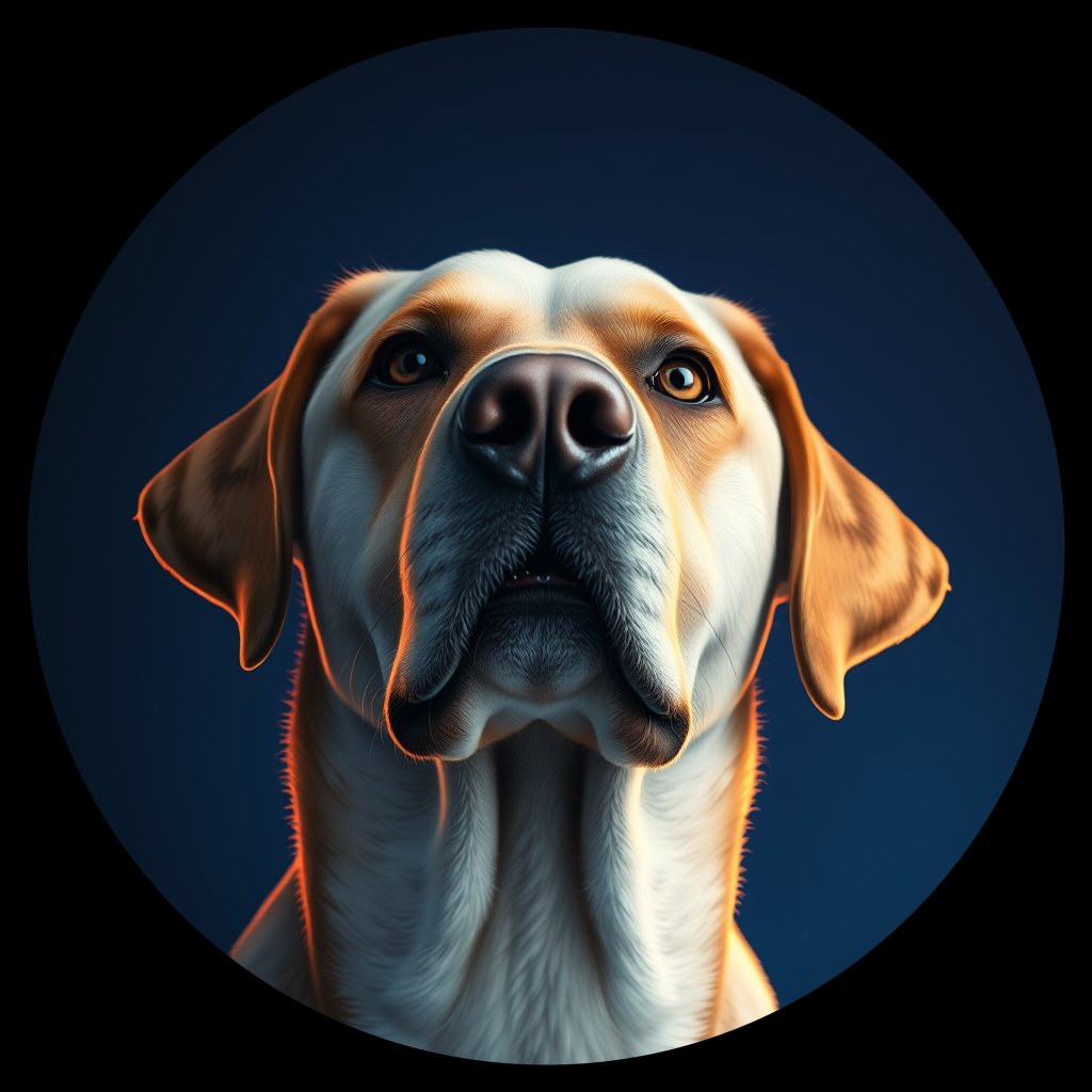 Cosmic medallion portrait of 919_380G_1638, a Labrador Retriever