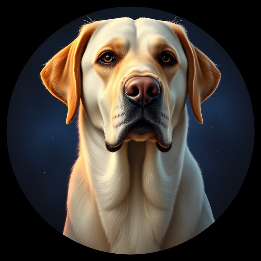Cosmic medallion portrait of 921_380G_1244, a Labrador Retriever