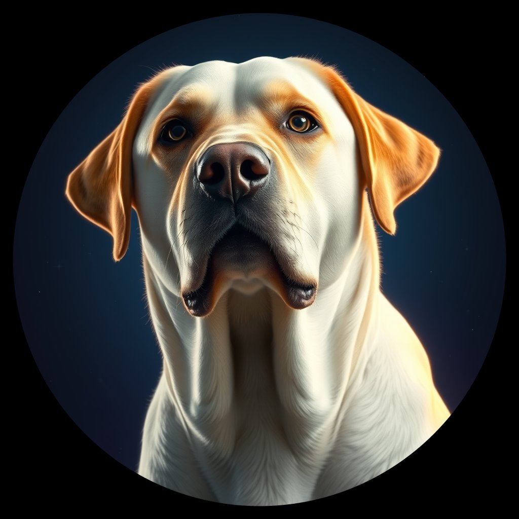 Cosmic medallion portrait of 922_380G_1267, a Labrador Retriever