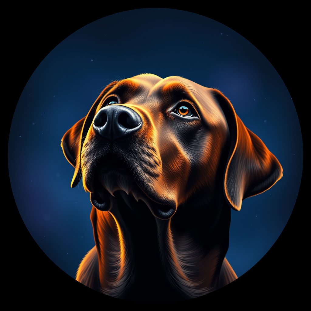 Cosmic medallion portrait of 926_380G_1575, a Labrador Retriever