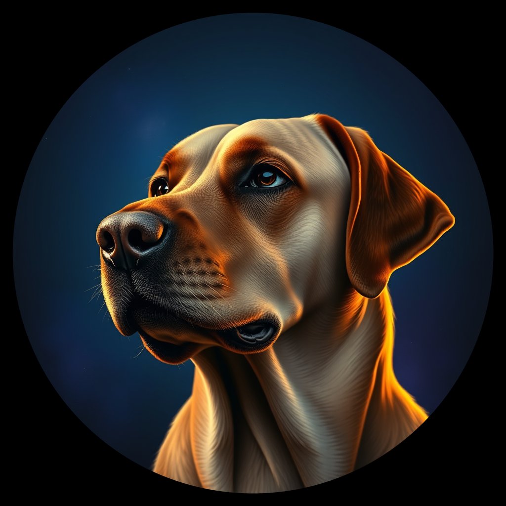 Cosmic medallion portrait of 927_380G_1583, a Labrador Retriever