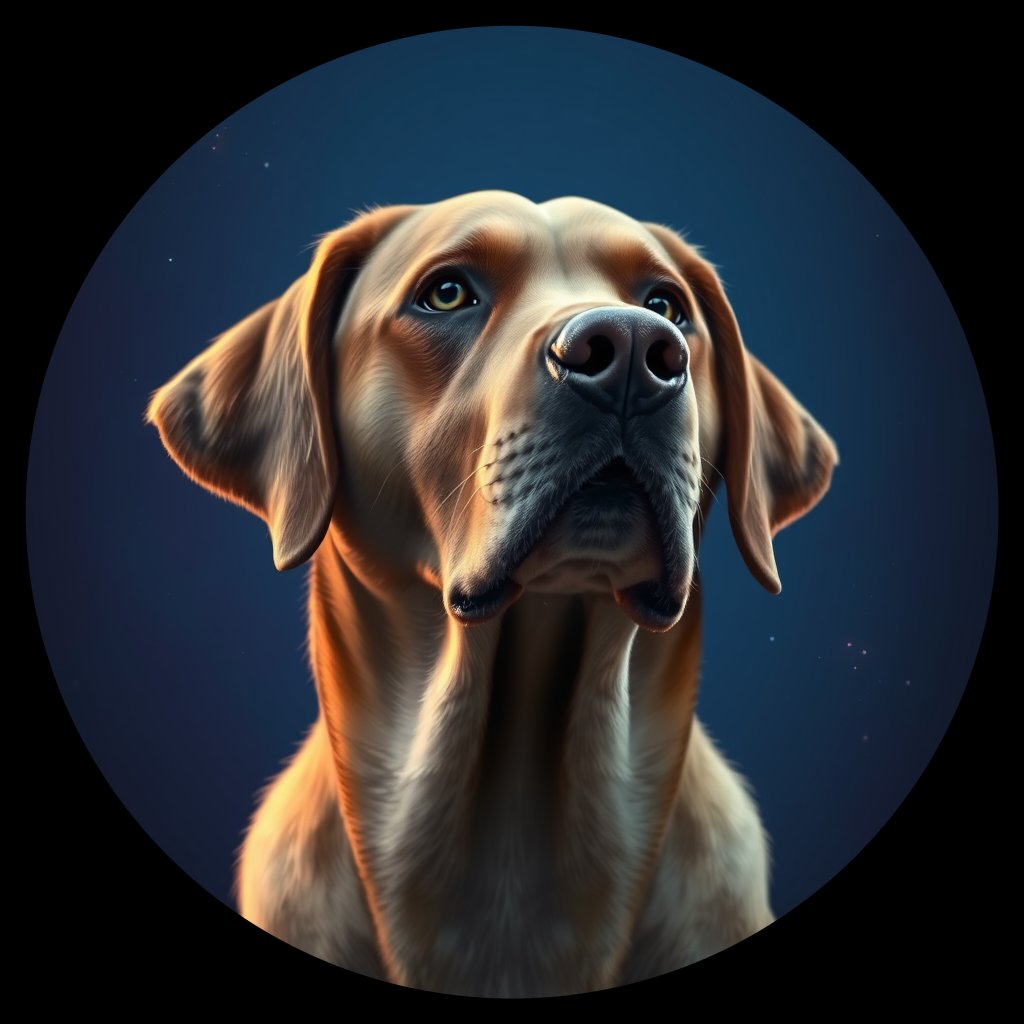 Cosmic medallion portrait of 929_380G_1614, a Labrador Retriever