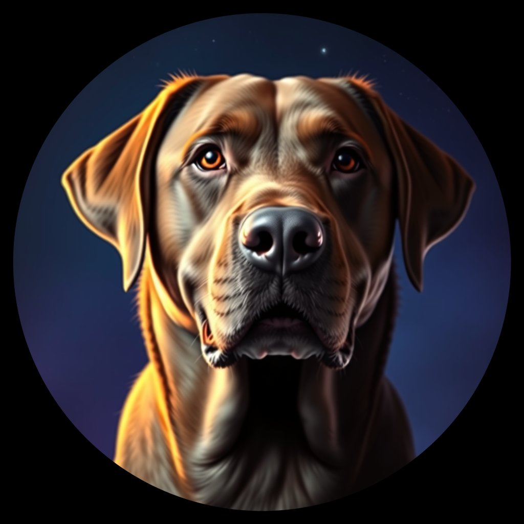 Cosmic medallion portrait of 930_380G_1628, a Labrador Retriever