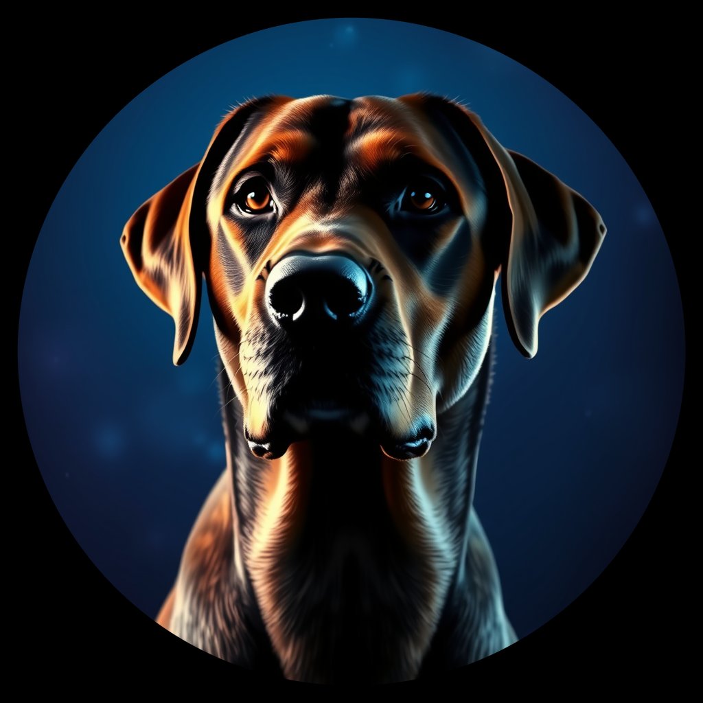 Cosmic medallion portrait of 931_380G_1641, a Labrador Retriever