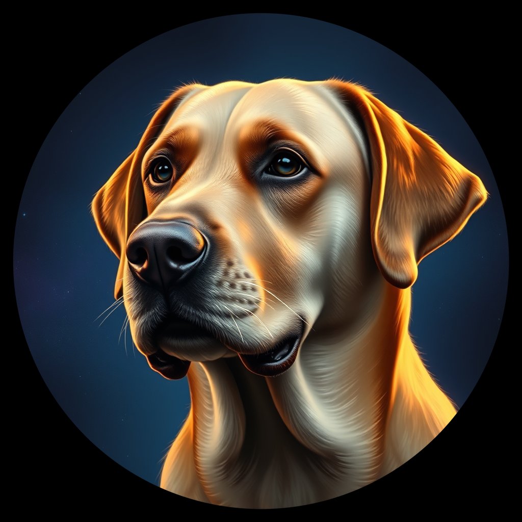 Cosmic medallion portrait of 932_380G_1235, a Labrador Retriever