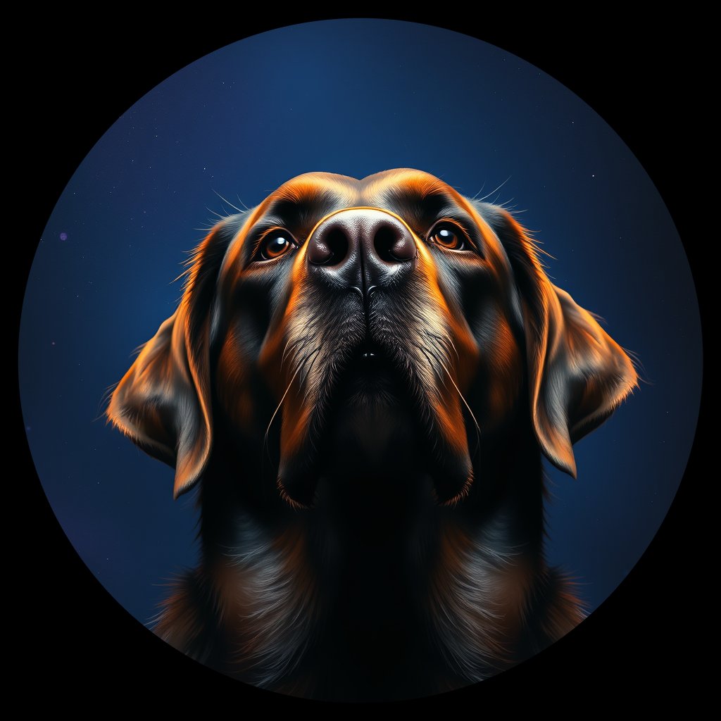 Cosmic medallion portrait of 934_380G_1740, a Labrador Retriever