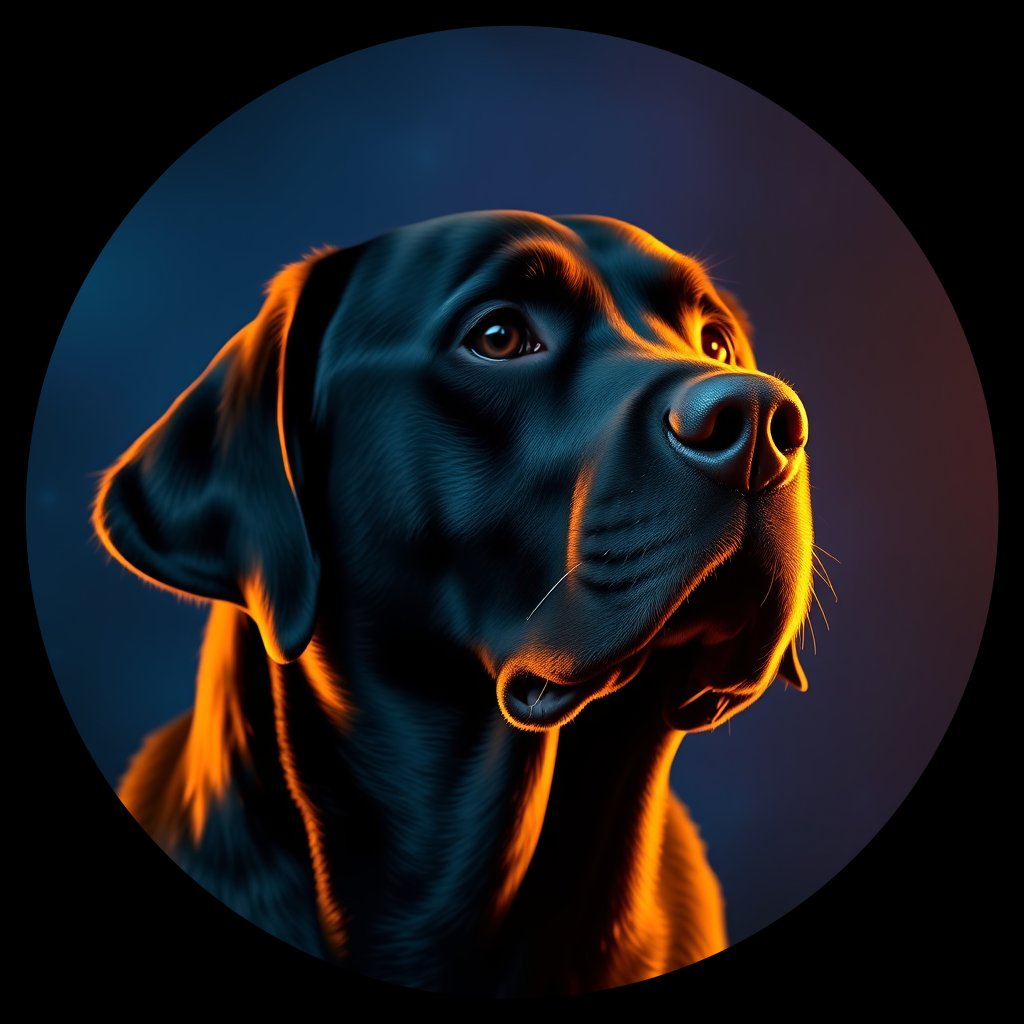Cosmic medallion portrait of 939_380G_1584, a Labrador Retriever