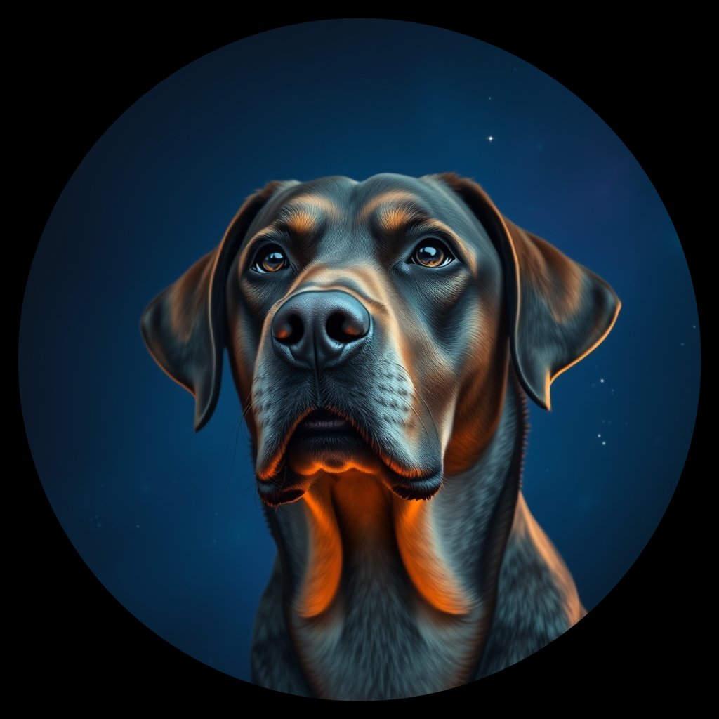 Cosmic medallion portrait of 93_G0380_0253, a Labrador Retriever