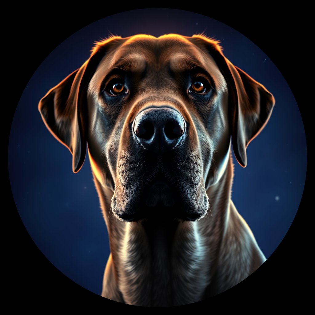Cosmic medallion portrait of 941_380G_1615, a Labrador Retriever