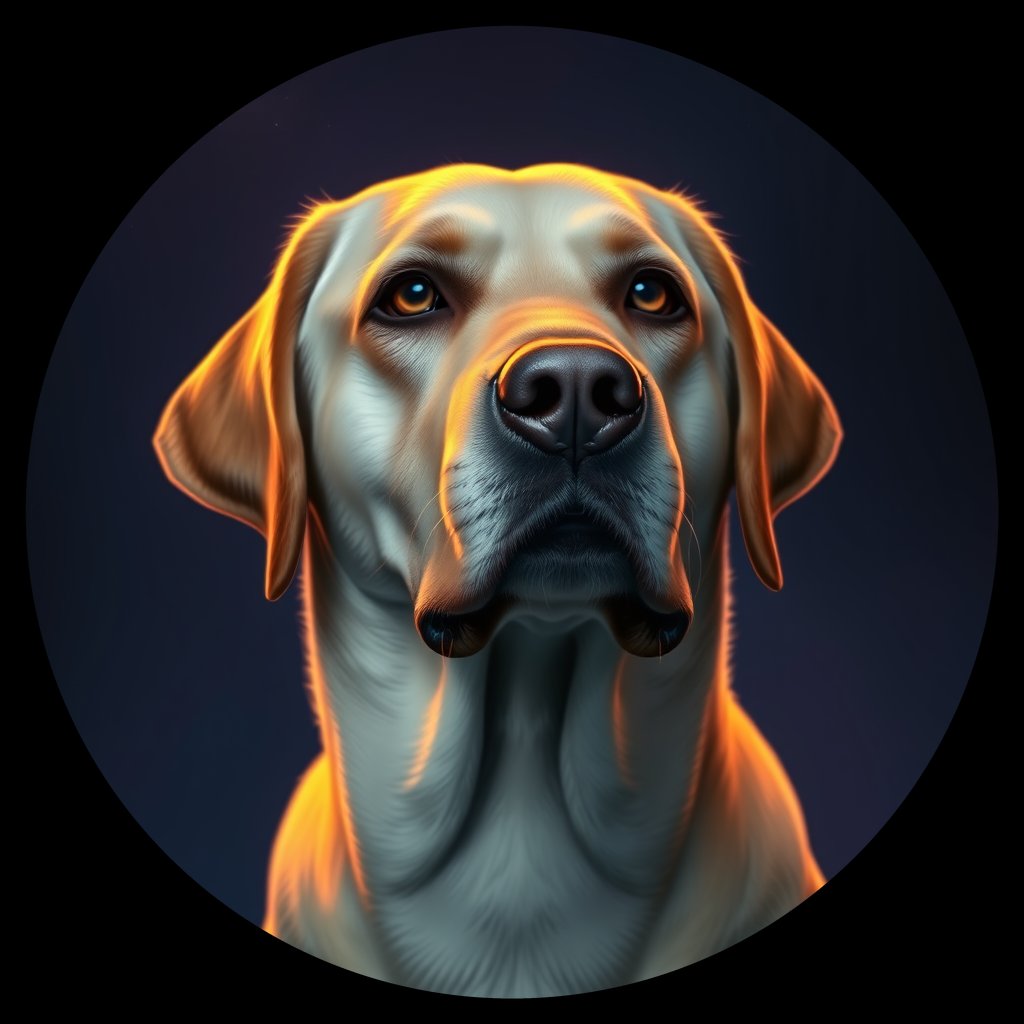 Cosmic medallion portrait of 943_380G_1642, a Labrador Retriever