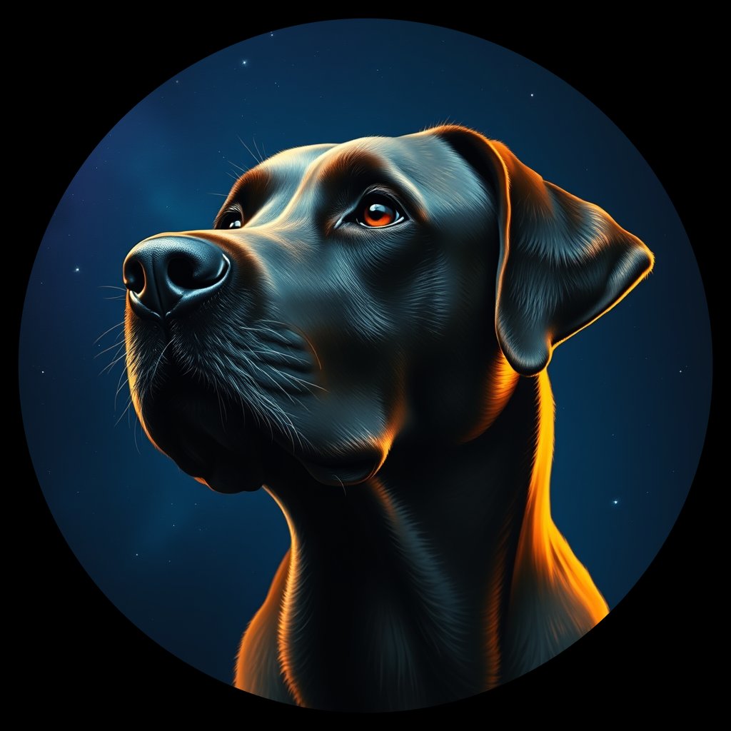 Cosmic medallion portrait of 946_380G_1742, a Labrador Retriever