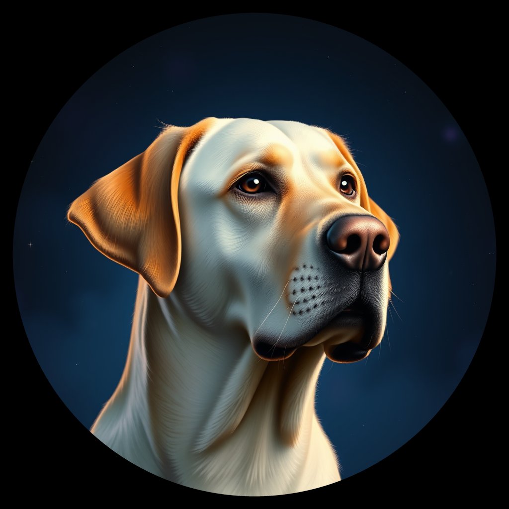 Cosmic medallion portrait of 948_380G_1786, a Labrador Retriever