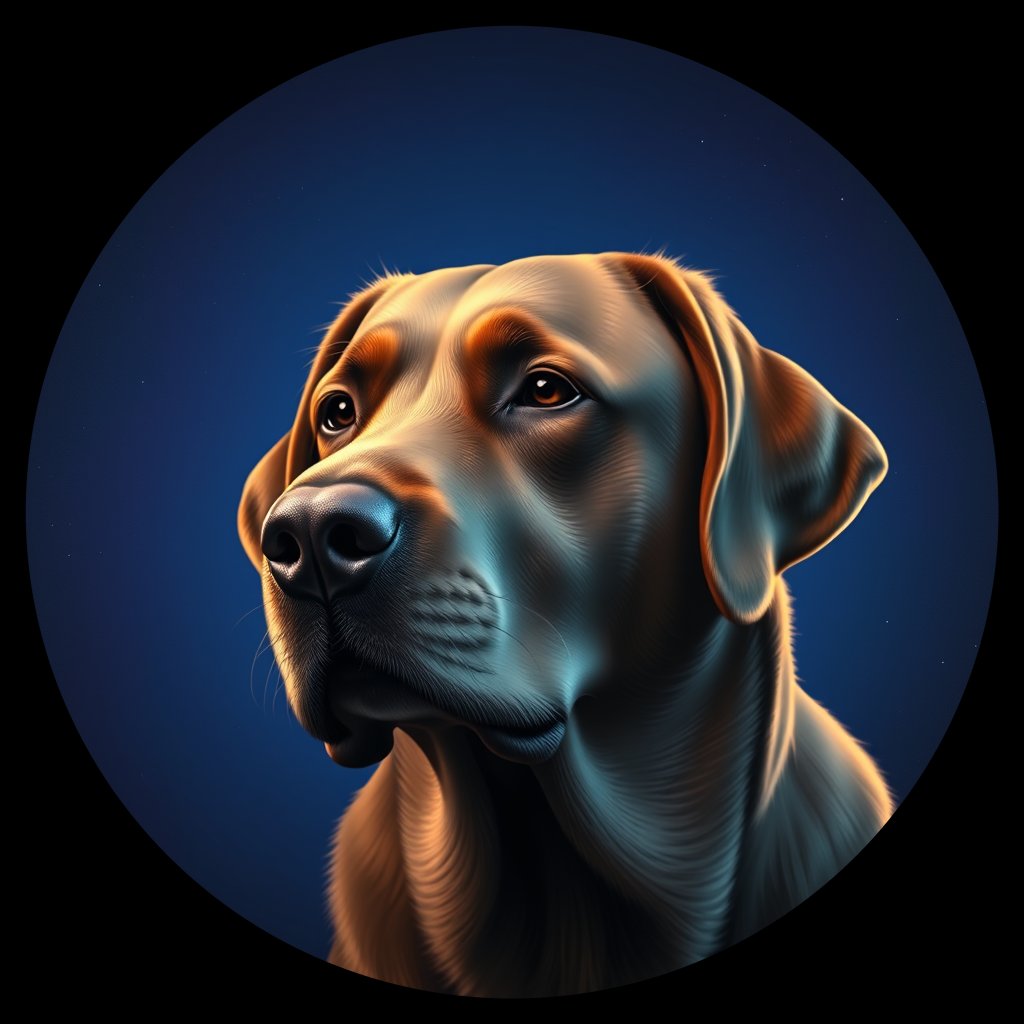Cosmic medallion portrait of 949_380G_1565, a Labrador Retriever