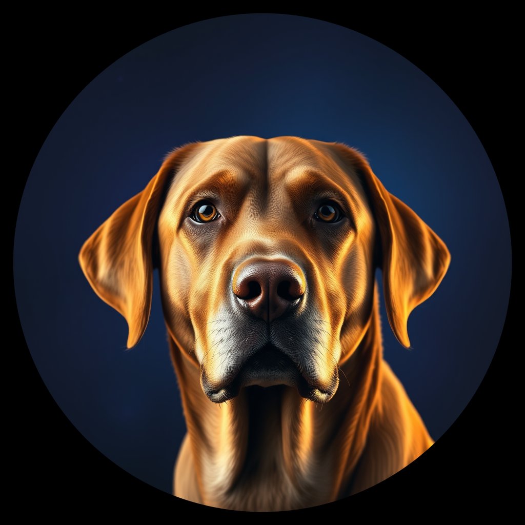 Cosmic medallion portrait of 950_380G_1577, a Labrador Retriever