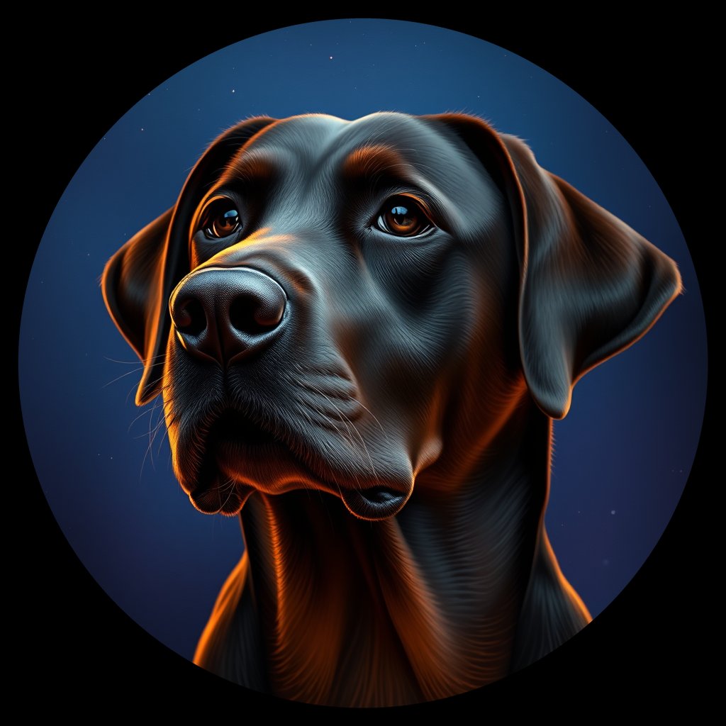 Cosmic medallion portrait of 951_380G_1587, a Labrador Retriever