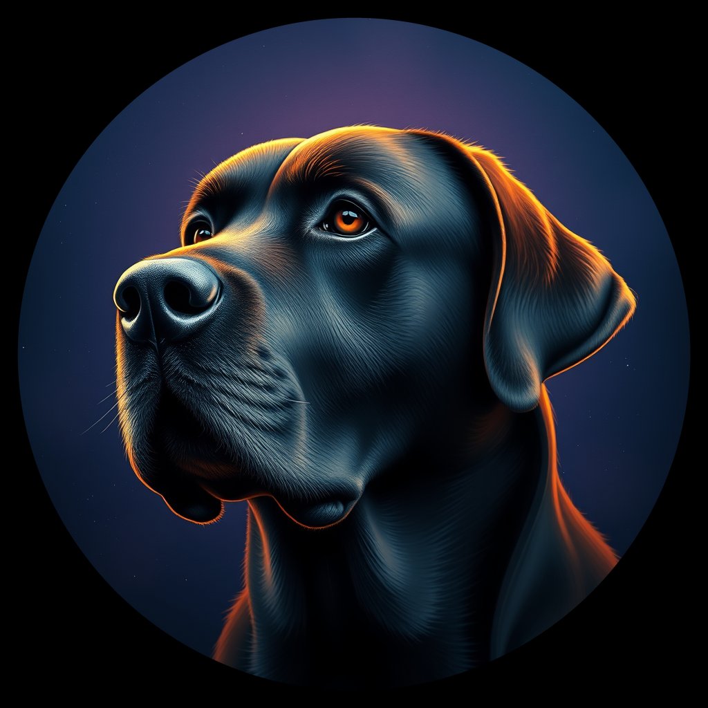 Cosmic medallion portrait of 952_380G_1603, a Labrador Retriever