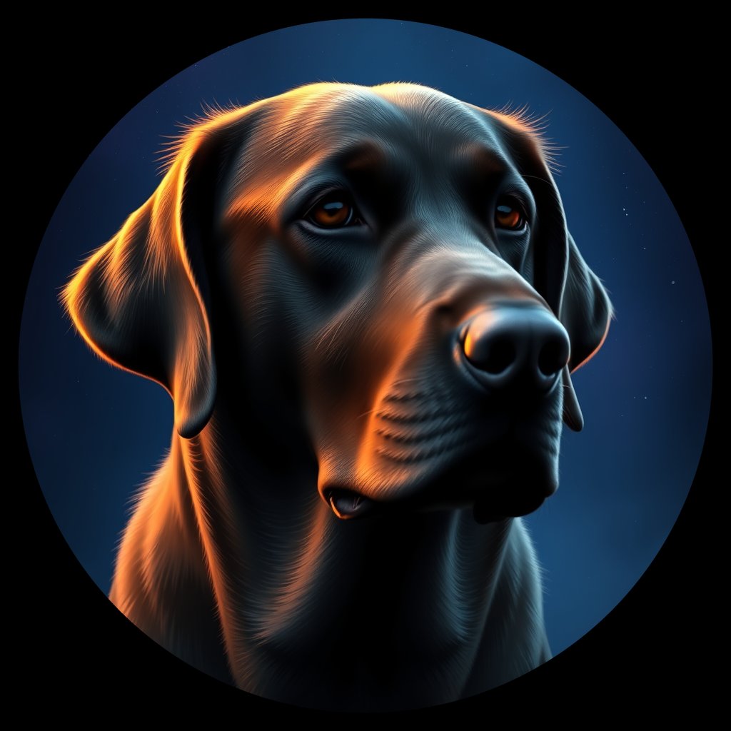 Cosmic medallion portrait of 954_954, a Labrador Retriever