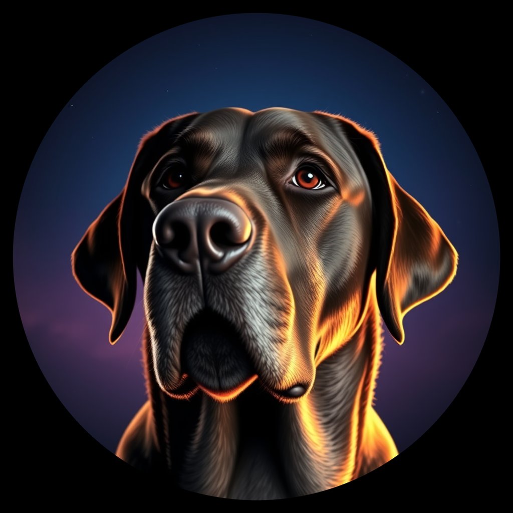 Cosmic medallion portrait of 955_380G_1643, a Labrador Retriever