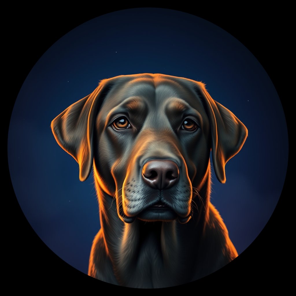 Cosmic medallion portrait of 961_380G_1788, a Labrador Retriever