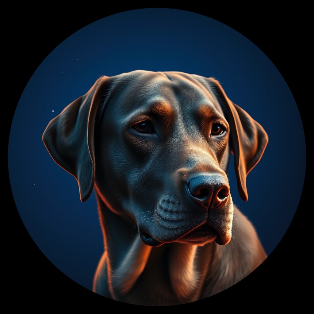 Cosmic medallion portrait of 963_380G_1819, a Labrador Retriever