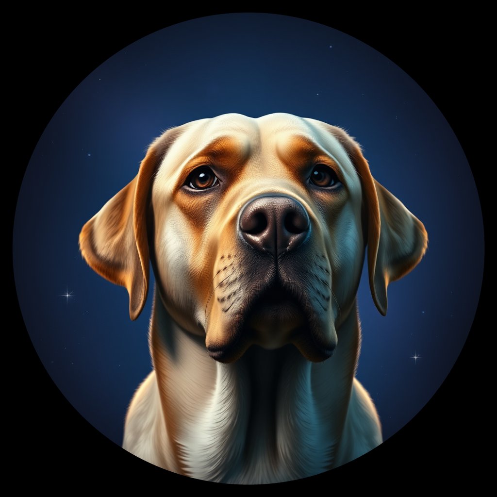 Cosmic medallion portrait of 964_380G_1833, a Labrador Retriever