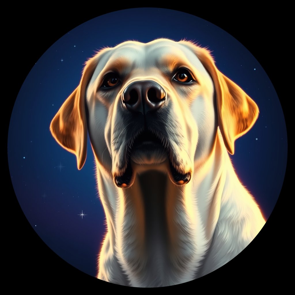 Cosmic medallion portrait of 965_380G_1841, a Labrador Retriever