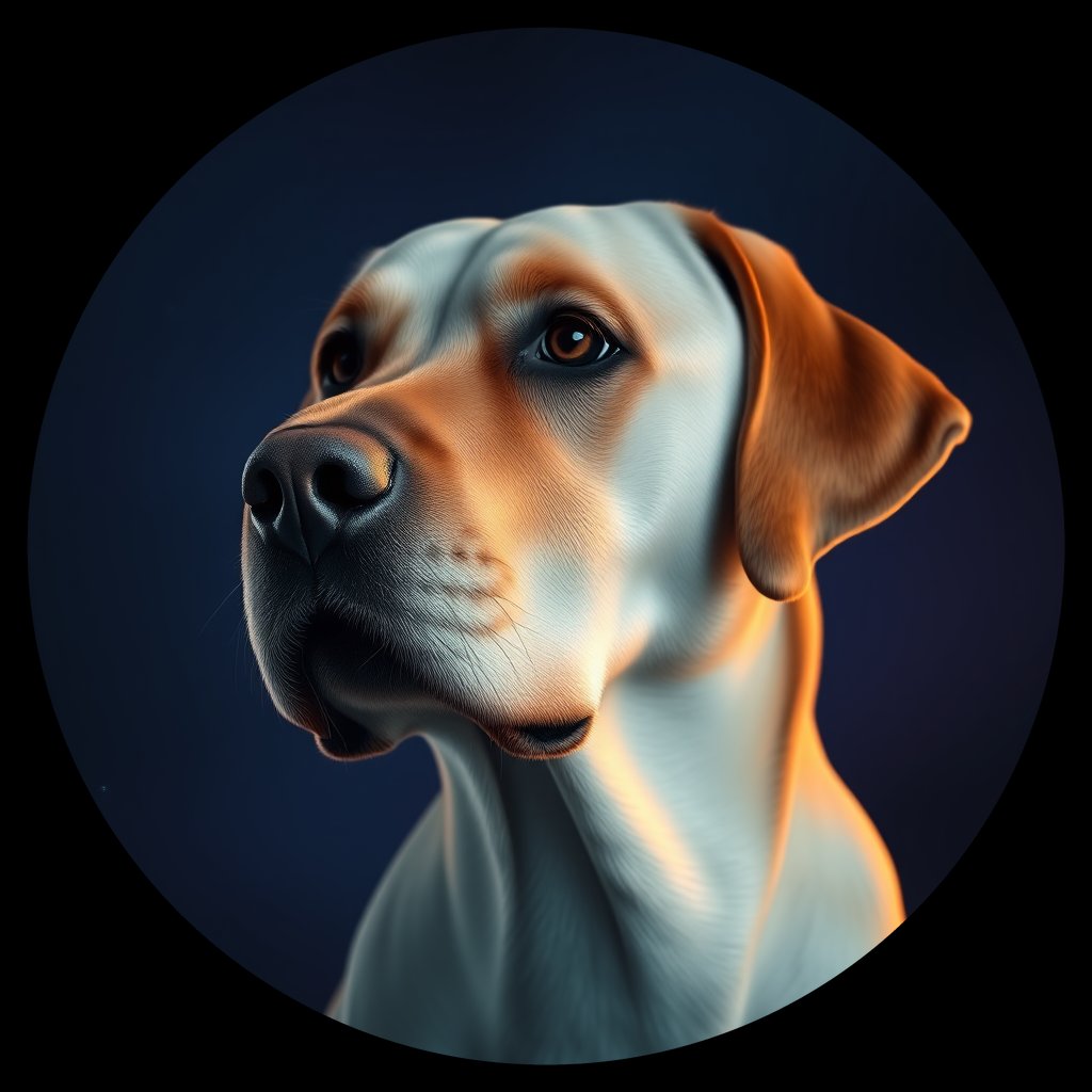 Cosmic medallion portrait of 965_965, a Labrador Retriever