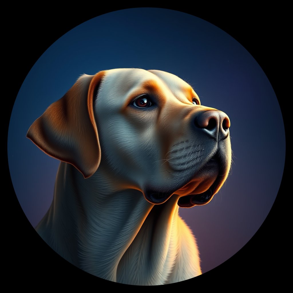 Cosmic medallion portrait of 967_380G_1791, a Labrador Retriever