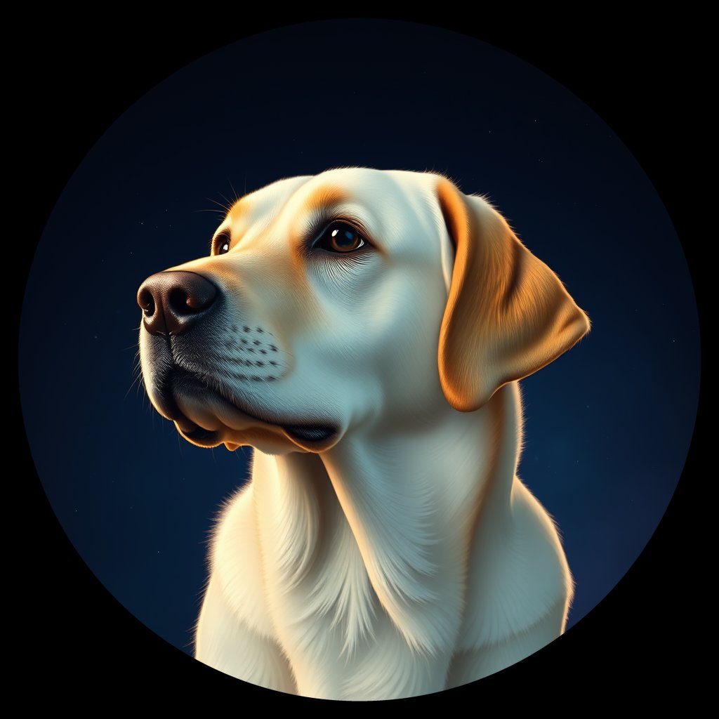 Cosmic medallion portrait of 969_380G_1824, a Labrador Retriever